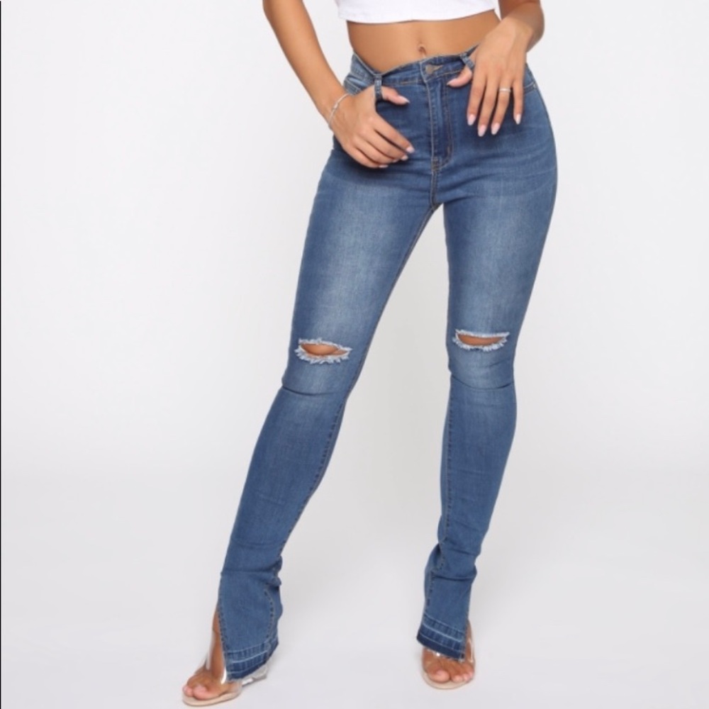 High Rise Fashion Nova, Split Hem Jeans